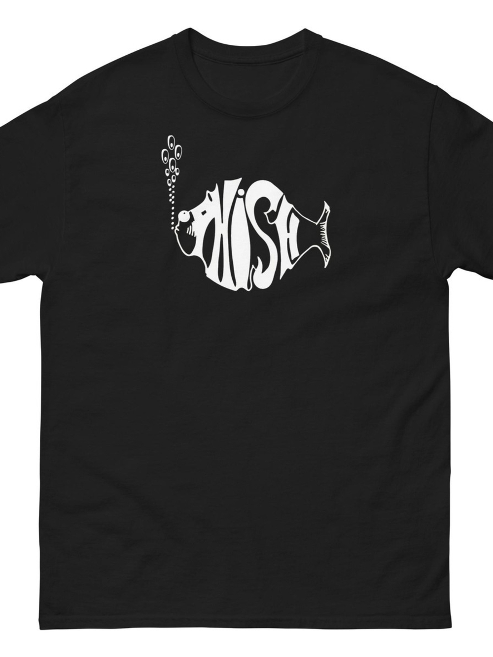 Black Fish Graphic T-Shirt - White Fish Design